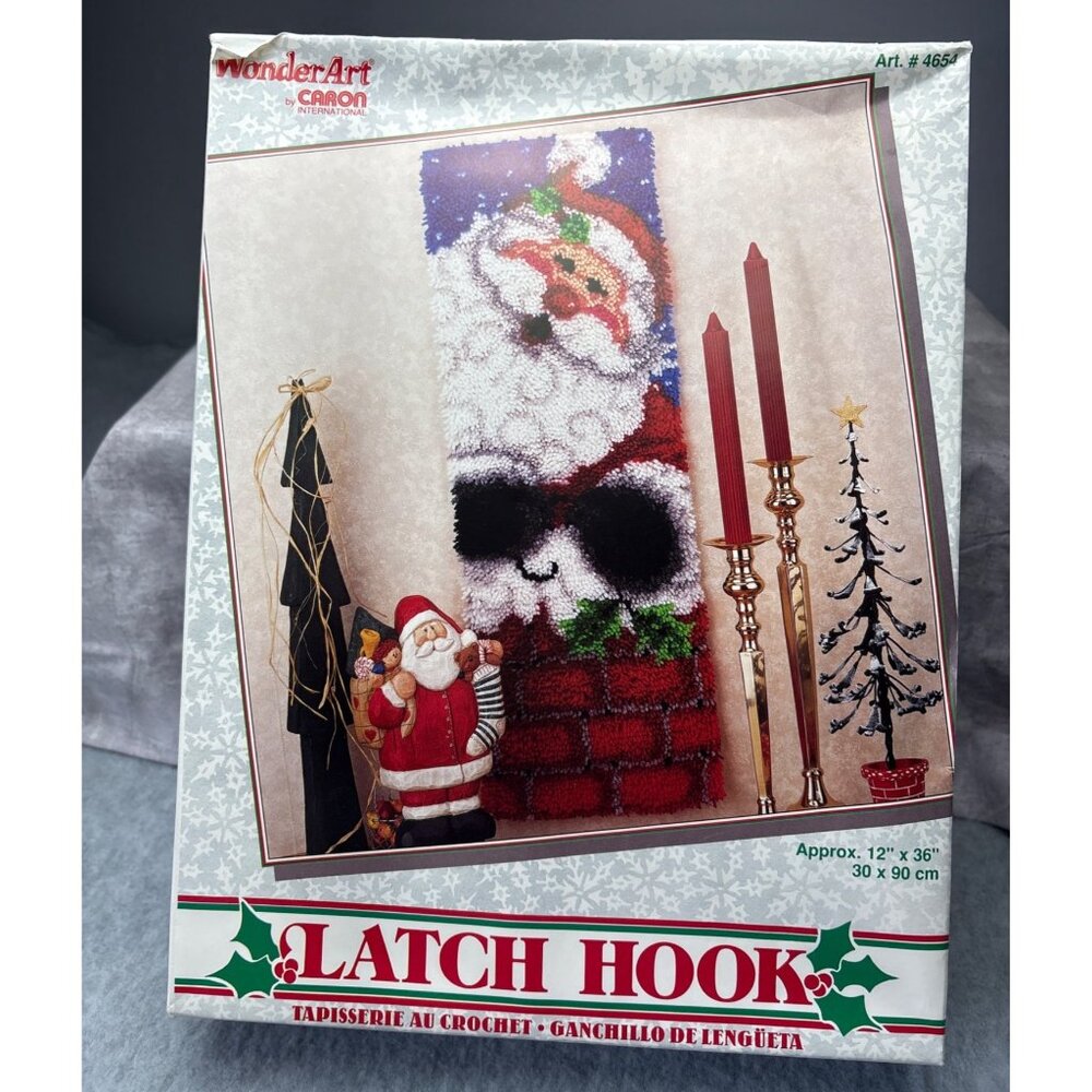 Christmas Santa Latch Hook Craft Kit Nostalgic Holiday Decor Vintage